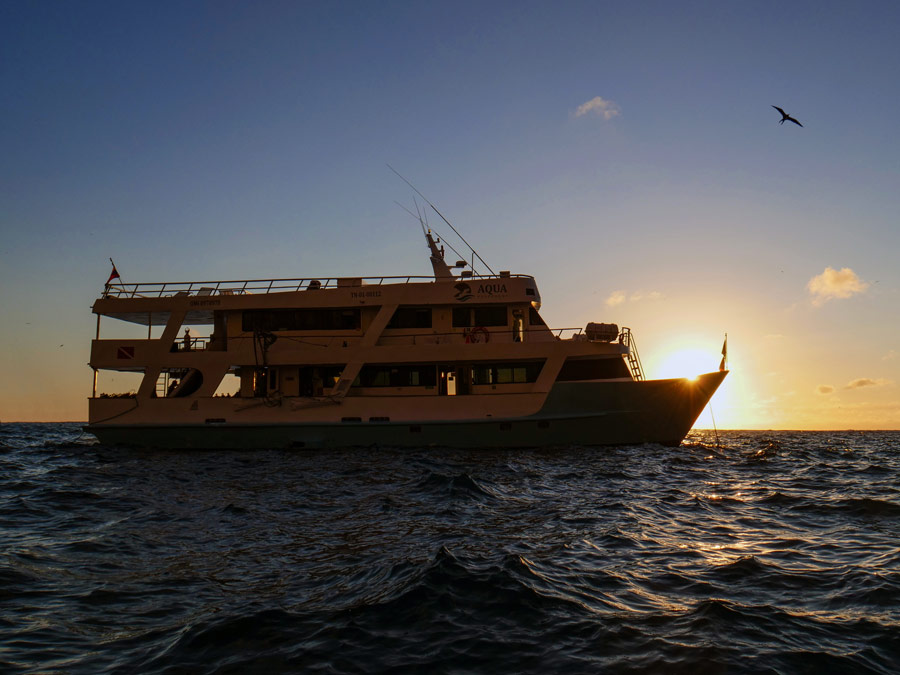 Aqua Yacht exterior Galapagos Islands sunset