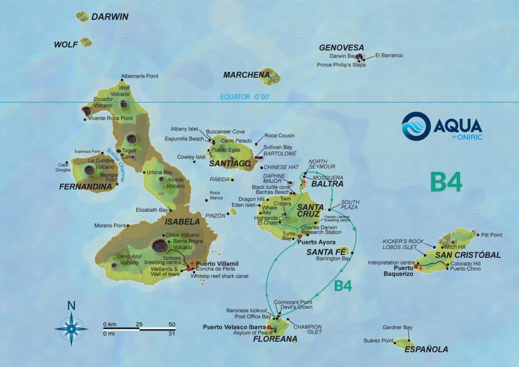 Route Naturalist Galapagos Ecuador Oniric Safe travels Aqua yacht